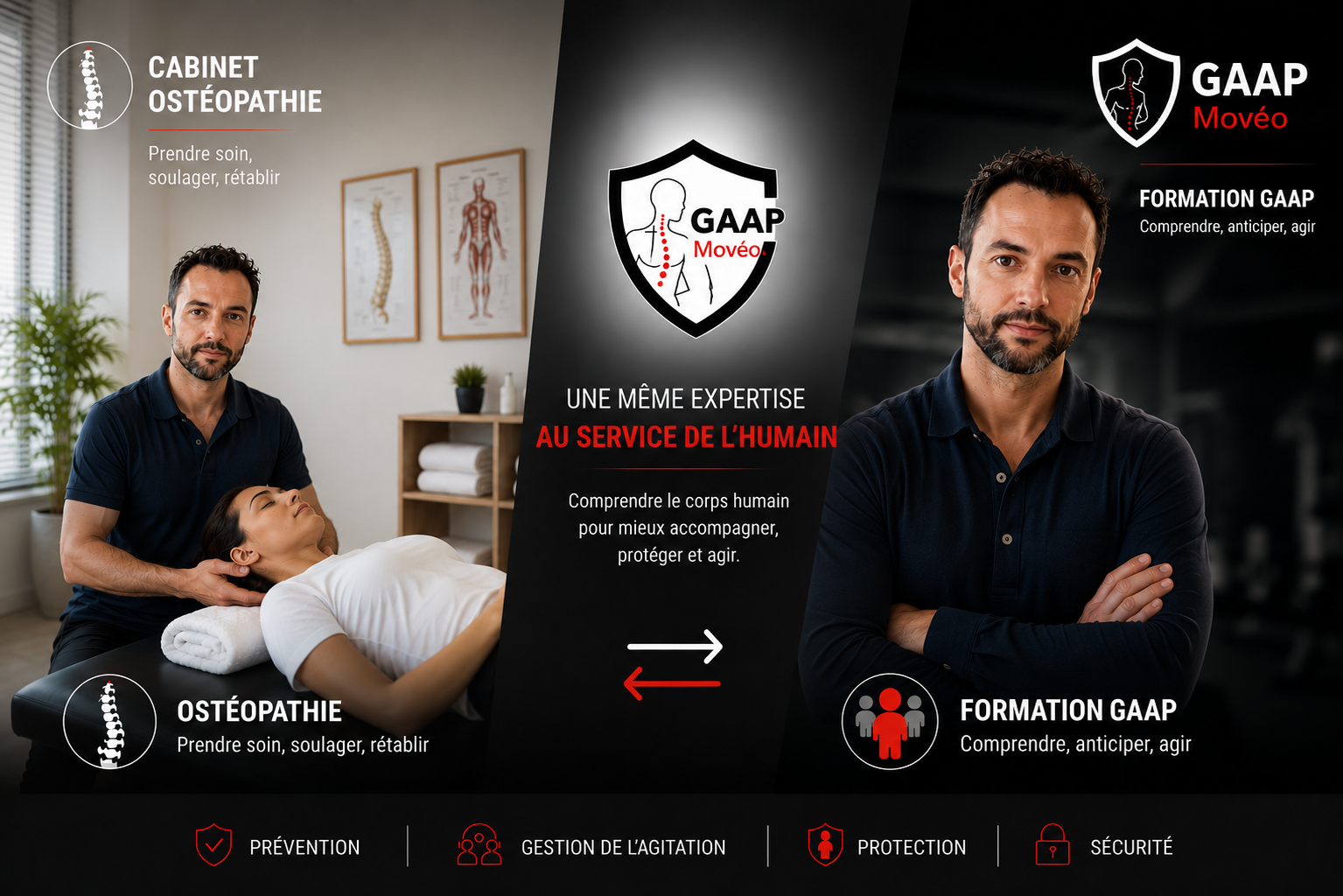 Une même expertise au service de l'humain. Comprendre le corps humain pour mieux accompagner, protéger et agir.